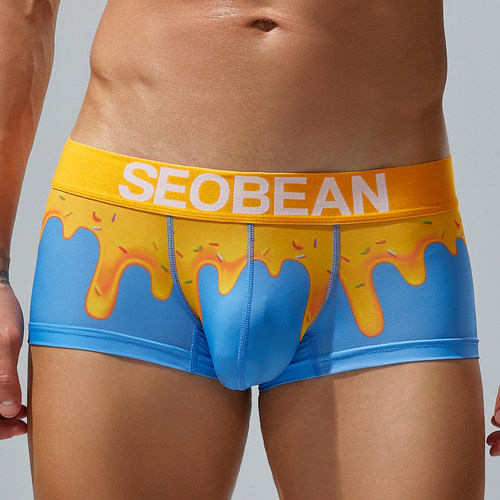 希宾男士平角内裤时尚立体印花