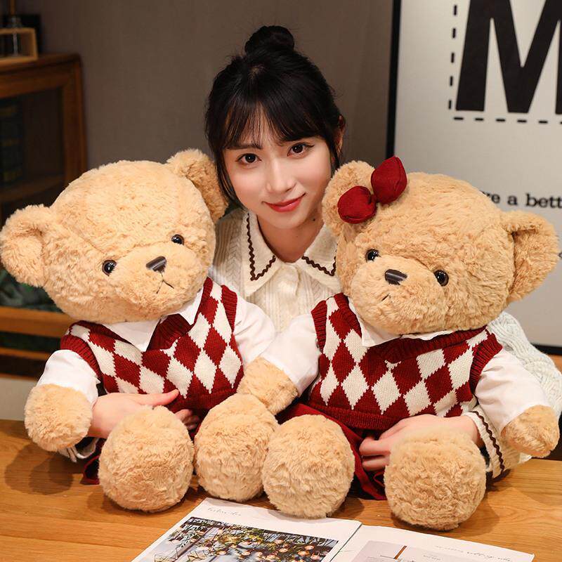 情侣毛衣小熊公仔玩偶可爱泰迪熊大抱抱熊毛绒玩具结婚礼物送女孩