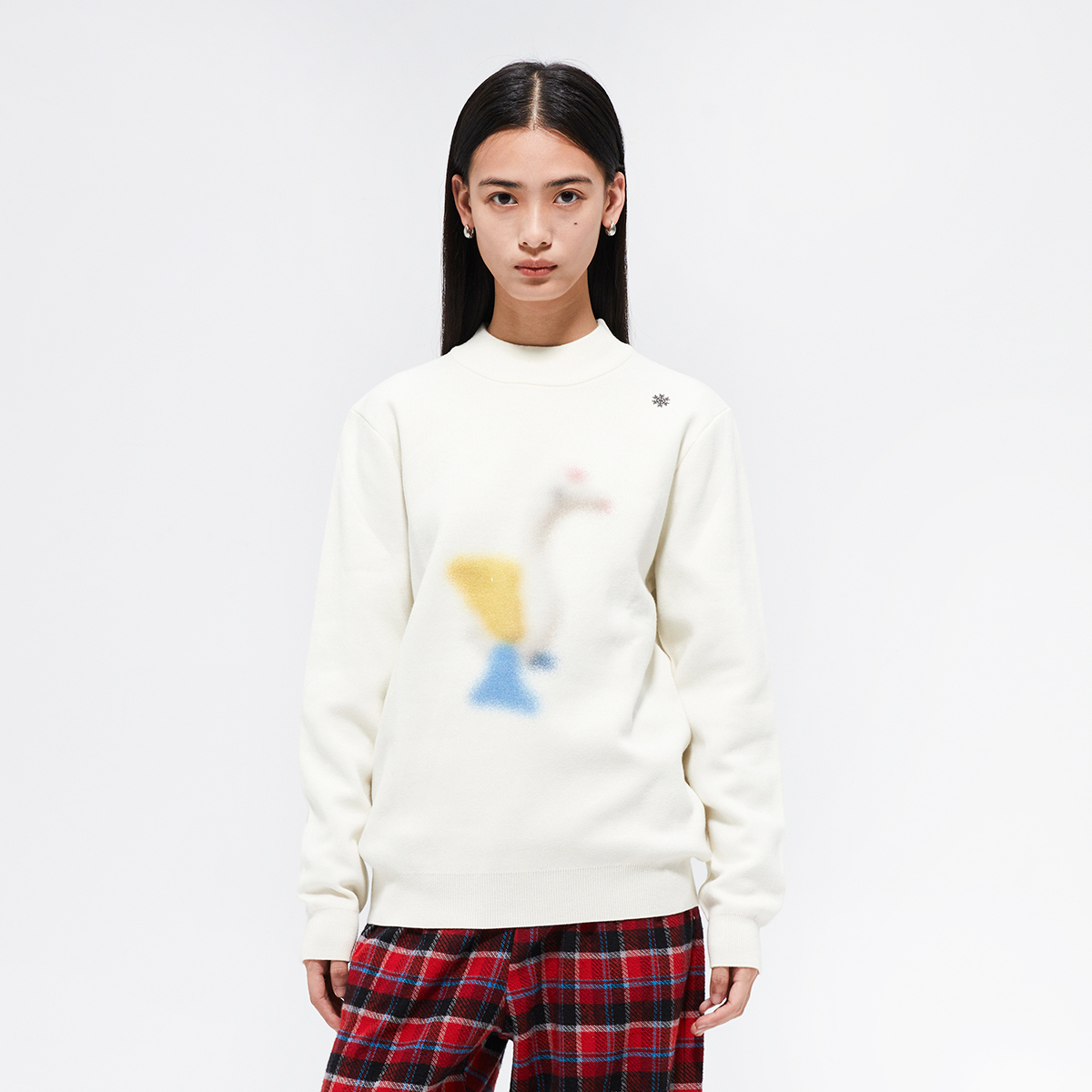 FMACM闷与狂 充气鹅半高领保暖2024秋冬新款复古印花打底针织毛衣