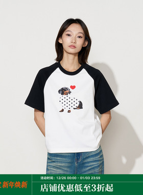 闷与狂FMACM 波点小狗 索罗纳凉感速干插肩短袖T恤