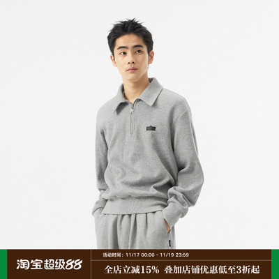 FMACM闷与狂 异形弧线袖笼拼接刺绣毛衣编织2024春秋长袖poloT恤