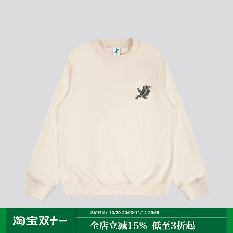 Mood Like Me 24ss 翘脚小猫刺绣圆领卫衣