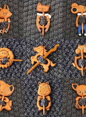 跨境木质胸针手绘动物造型Brooch pin with woodenanimal pattern