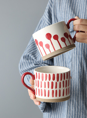 KAFELEX厂家直供大容量陶瓷马克杯手绘釉下彩咖啡杯茶杯早餐杯