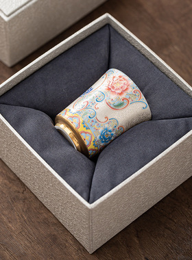 KAFELEX纯银掐丝珐琅彩万花主人杯宫廷风品茗杯单杯功夫茶杯喝