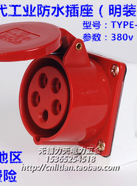 IP44防水航空工业插座(明装式) TYPE-115 5芯16A 3P+N+E 380V 6h