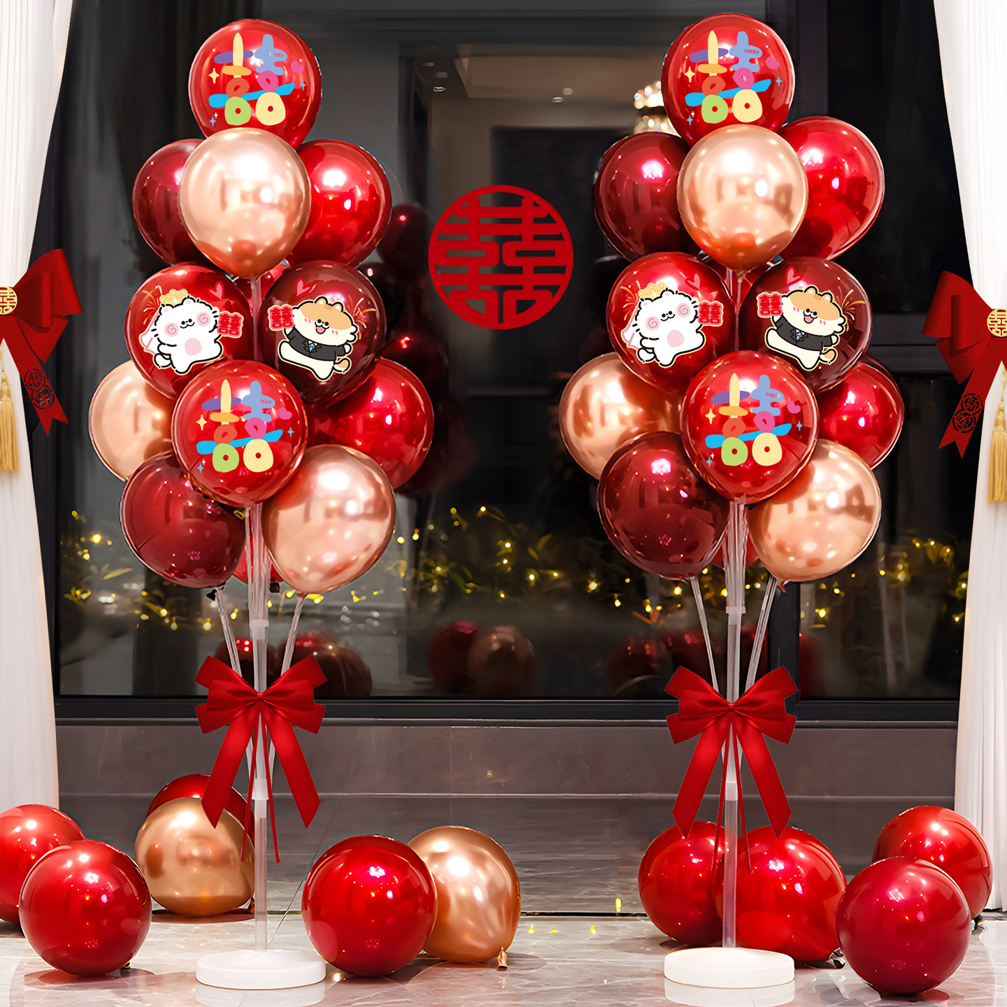 婚房桌飘气球装饰创意婚礼