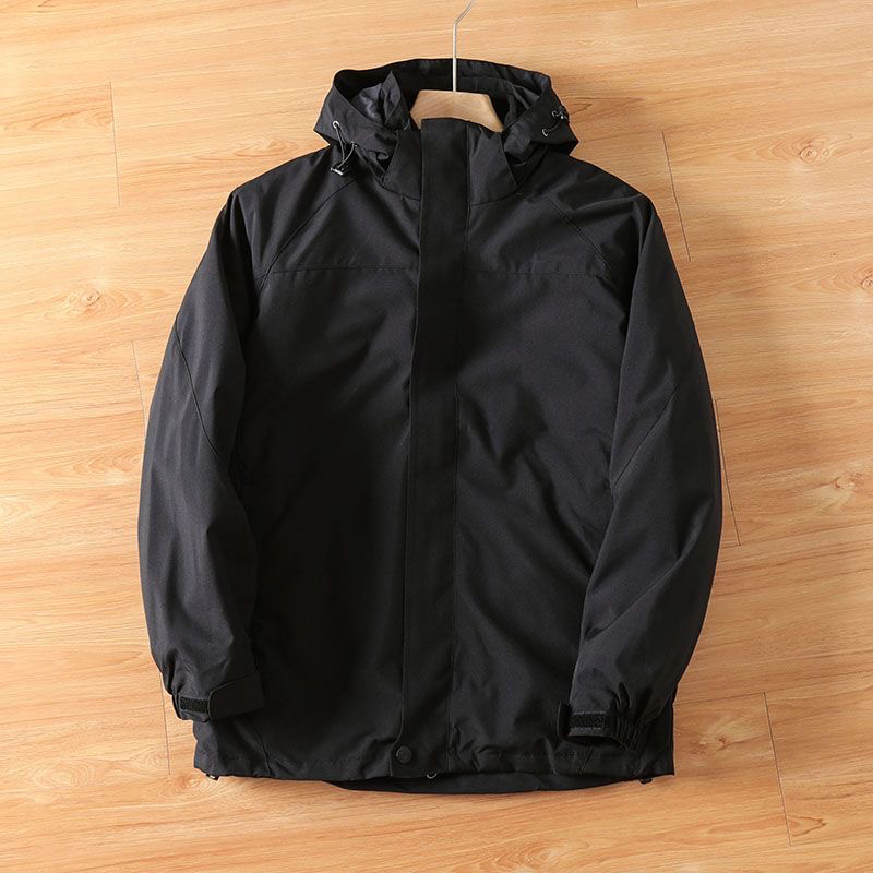 外贸货！冬季加绒加厚防风防水可脱卸帽户外运动外套冲锋衣夹克男