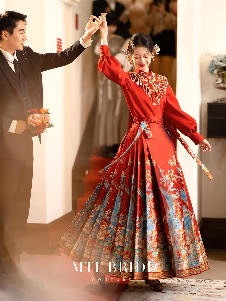 出租满庭芳【灵鹊报喜】红色马面裙套装新款女新中式国风汉服婚服