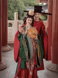 出租宋制汉服婚服男女全套凤冠霞帔红男绿女中式婚礼结婚明制出租