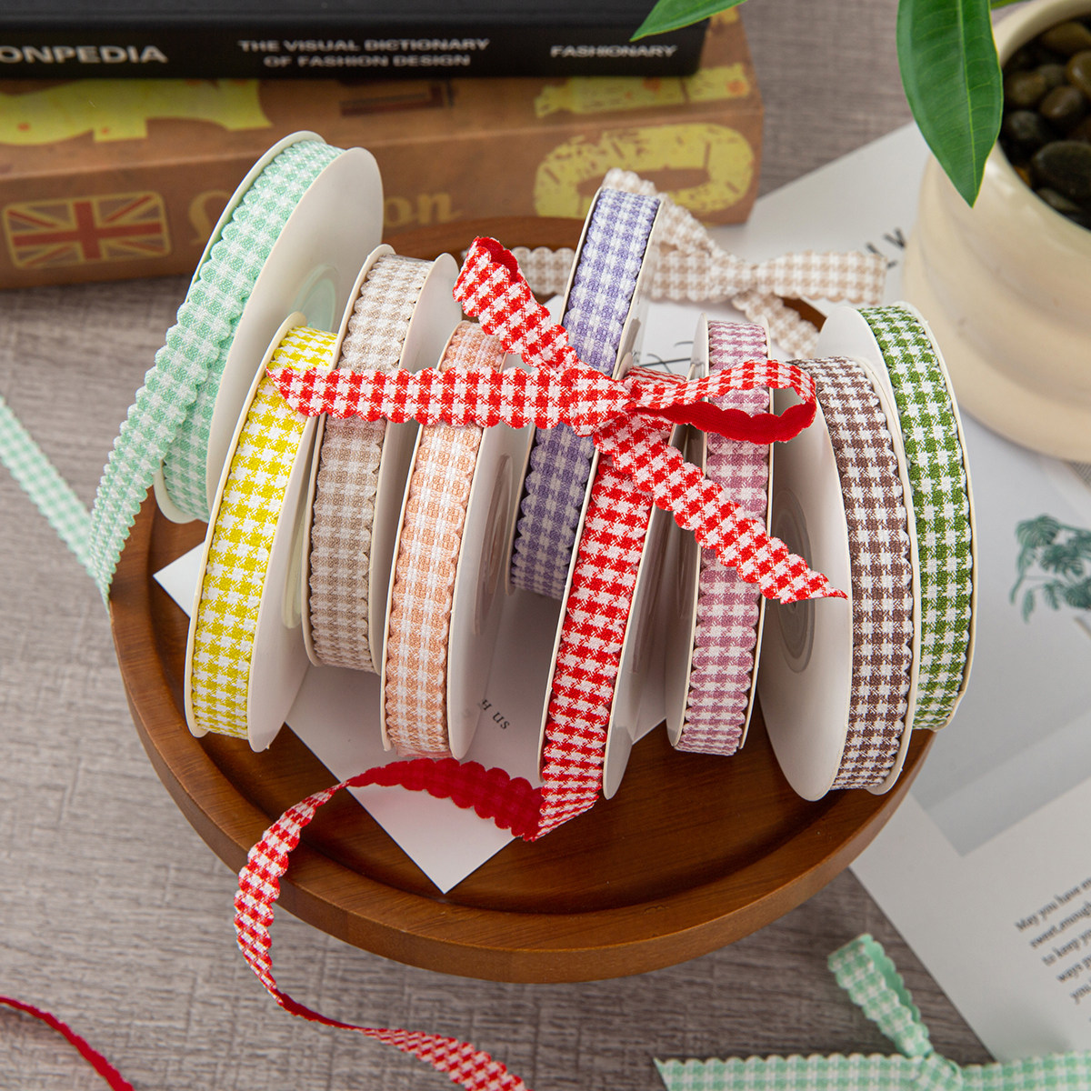 大卷10mm千鸟格芽边复合格子带泡泡格花边织带发饰挂绳手工蝴蝶结,居家布艺,丝带/绸带/布带,淘宝优惠券,粉丝福利购,淘宝优惠卷