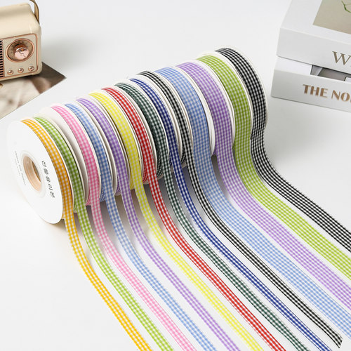 网红格子带彩带蝴蝶结