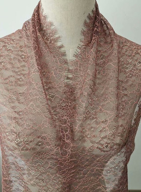 柔软浅蓝色棕色不勾丝睫毛蕾丝花边辅料服装裙摆装饰手工diy布料