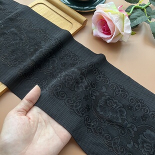 新品 外贸黑色蕾丝布料服装弹力花边裙子下摆领口DIY辅料加密款