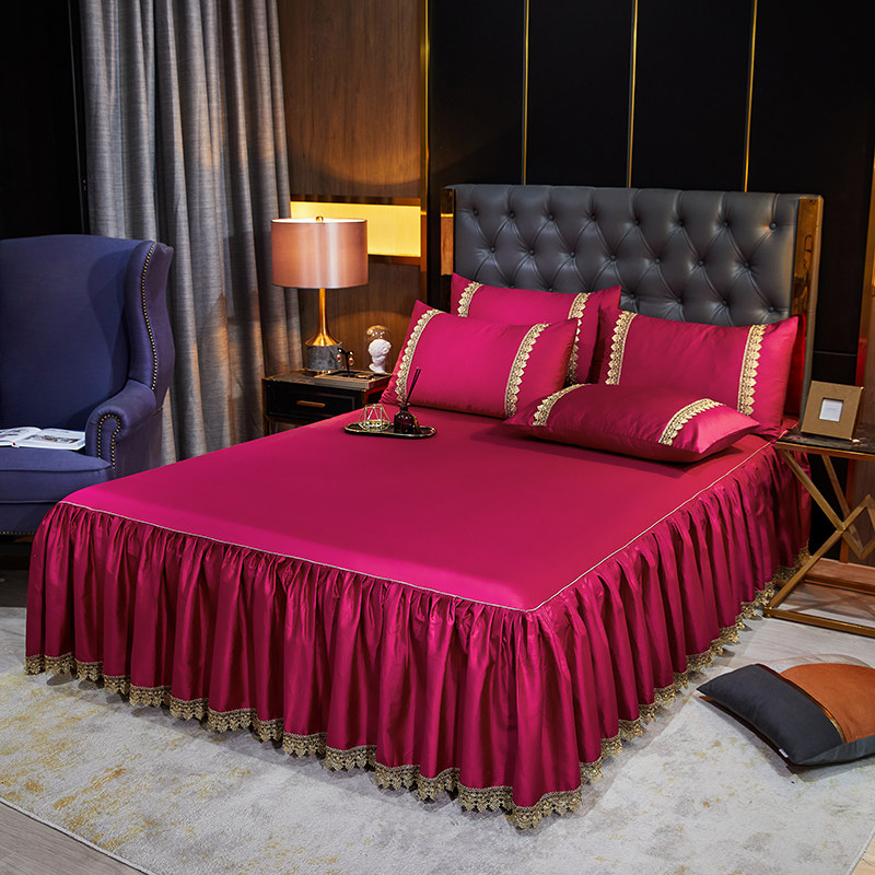 pure cotton Bed skirt Alone Skirt Bedcover non-slip Bedspread Cotton Satin gules high-grade apron new patternin the Bedclothes , Bed skirts  category - from Buy2taobao.com to provide professional Taobao agent buy service