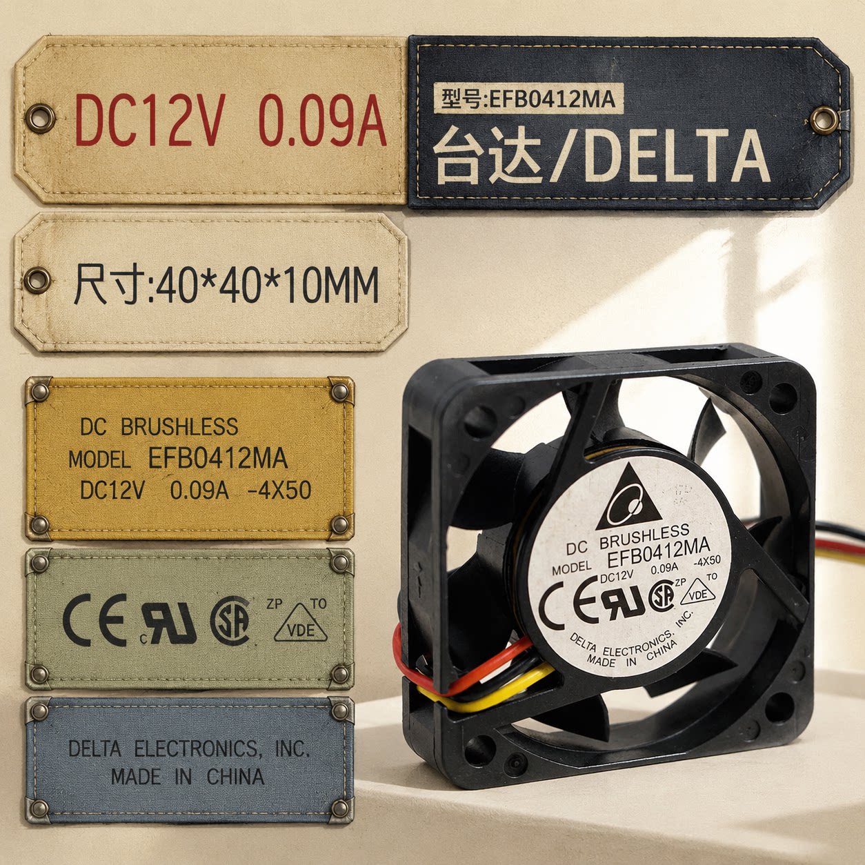 台达 4010 12V 0.09A 4CM EFB0412MA 南北桥散热 测速双滚珠风扇