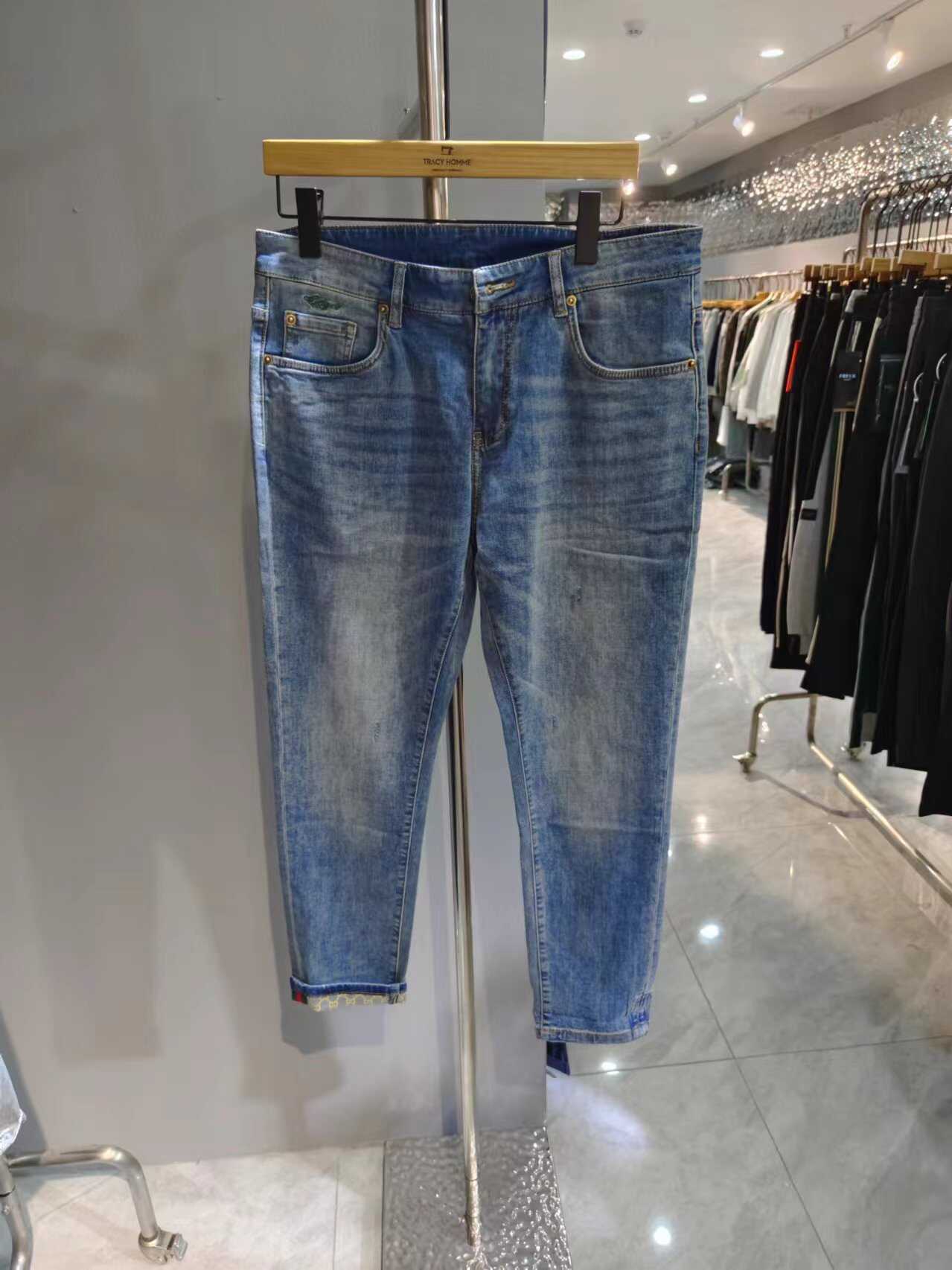 菲尔尤莫 欧货立体超浅蓝色春夏款薄型牛仔裤 9913J