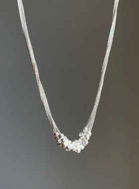 锁骨链女士首饰银色金属项链叠戴镀银45.5cm