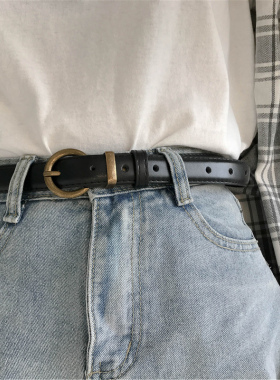 复古皮带女小众黑色设计感裤带女士牛仔裤腰带男细装饰潮女款百搭