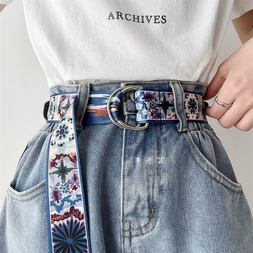 免打孔帆布百搭腰带女