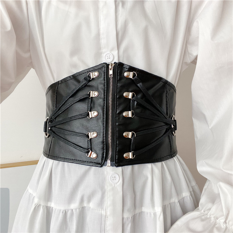 欧美朋克高级感腰封女百搭配裙子大衣西装衬衫西装腰带宽束腰夏季