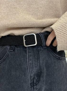 男款皮带女编织学生年轻人军训帆布女款裤带牛仔裤腰带男潮宽男士