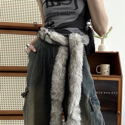 辣妹高级感打结毛茸茸腰带配饰