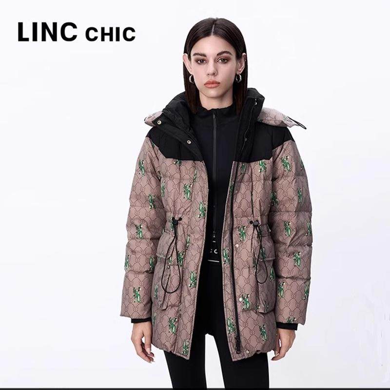 金羽杰设计师款连帽中长款羽绒服