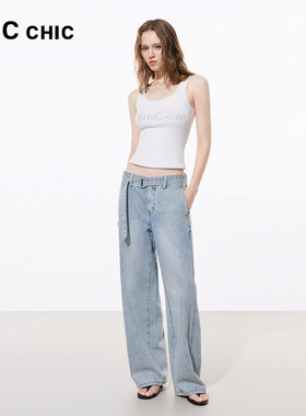 LINCCHIC金羽杰2026年春季新品低腰弯刀牛仔裤女S261JE019