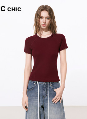 LINCCHIC金羽杰2026年夏季新品简约圆领半袖T恤女S262FK269