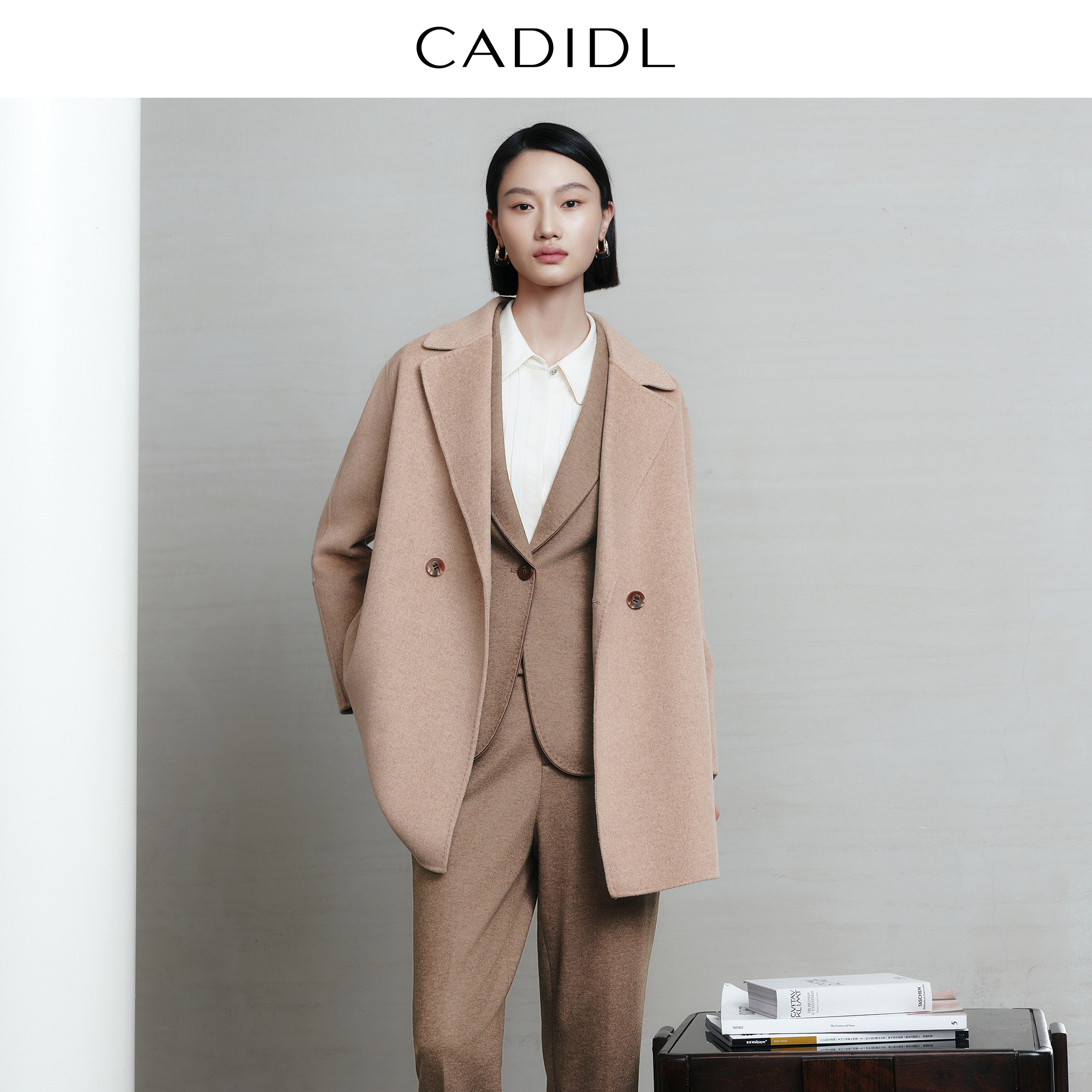 【柔感绵羊毛】CADIDL卡迪黛尔商场同款冬季款羊毛大衣毛呢女