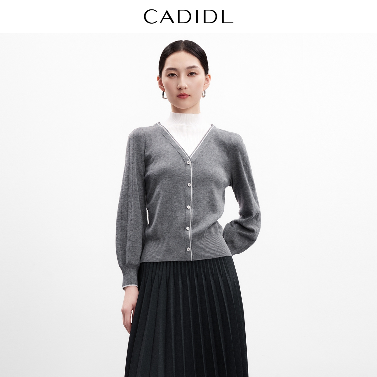 【绵羊毛】卡迪黛尔商场同款简约修身针织衫女冬季