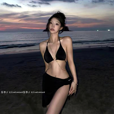 ins纯欲风性感链条辣妹比基尼