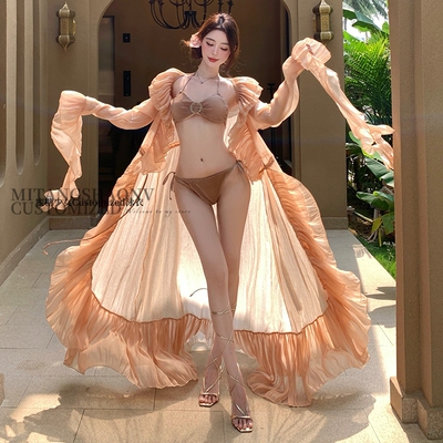 女神仙气飘逸长裙开衫纯欲比基尼