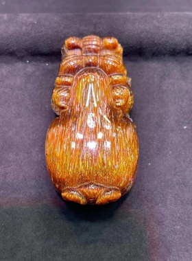 巴西天然铜顺发铜发晶貔貅吊坠75.5克 规格：58/32/22mm
