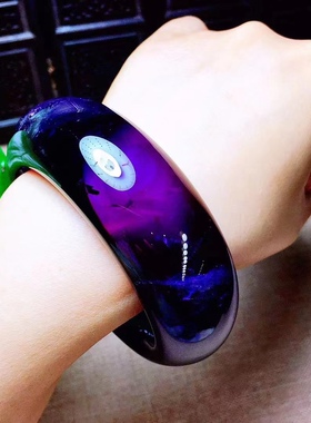 天然紫水晶手镯紫晶加宽手镯（内径：58mm）宽27mm，厚16mm