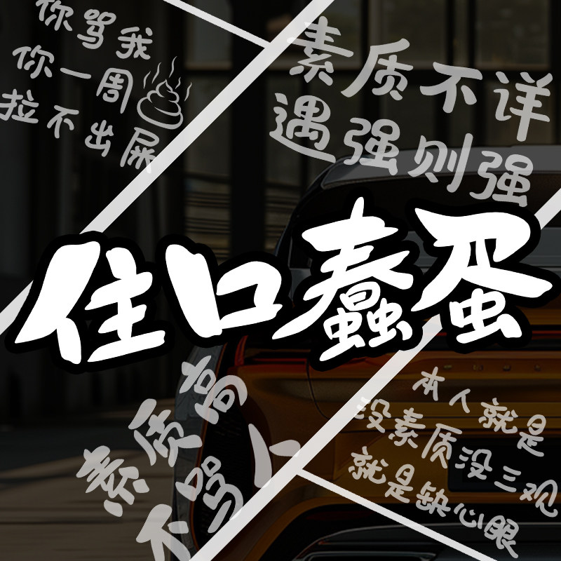 发疯文学汽车尾后窗玻璃搞笑文字汽车贴纸你骂我你一周屎素质不详