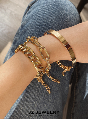 jzbracelet欧美ins宽女链条手镯