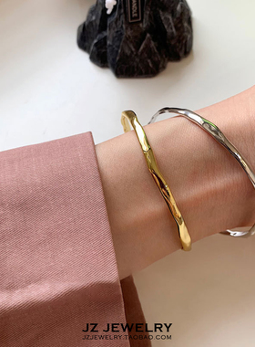JZ 925纯银欧美ins冷淡风轻奢手链手环 韩国简约气质不规则手镯女