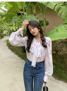 SWHP 【现货 口碑】真丝流光晕染慵懒长袖衬衫早秋气质轻薄上衣