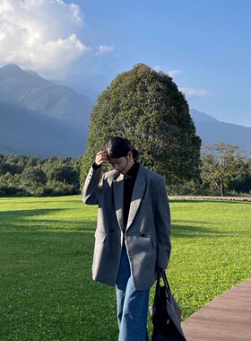 SWHP 正品现货 磨毛感简约高级复古30羊毛西装春秋百搭通勤外套