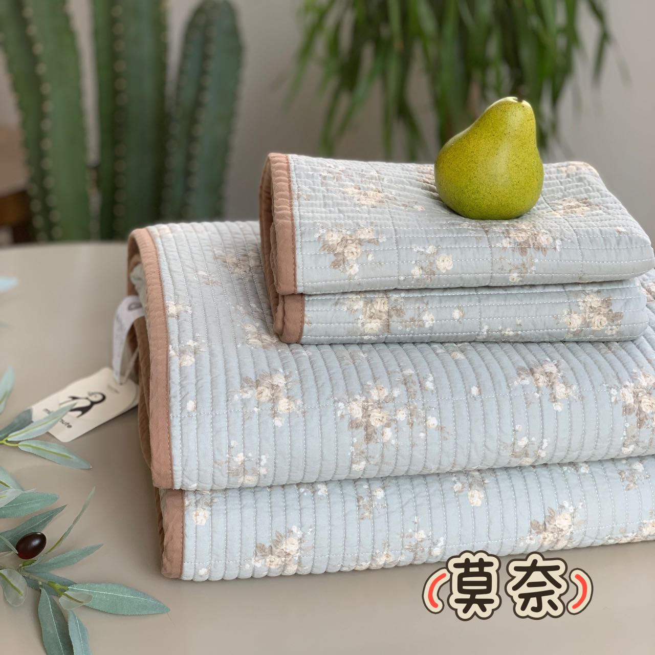 出口小碎花双面全棉床盖三件套