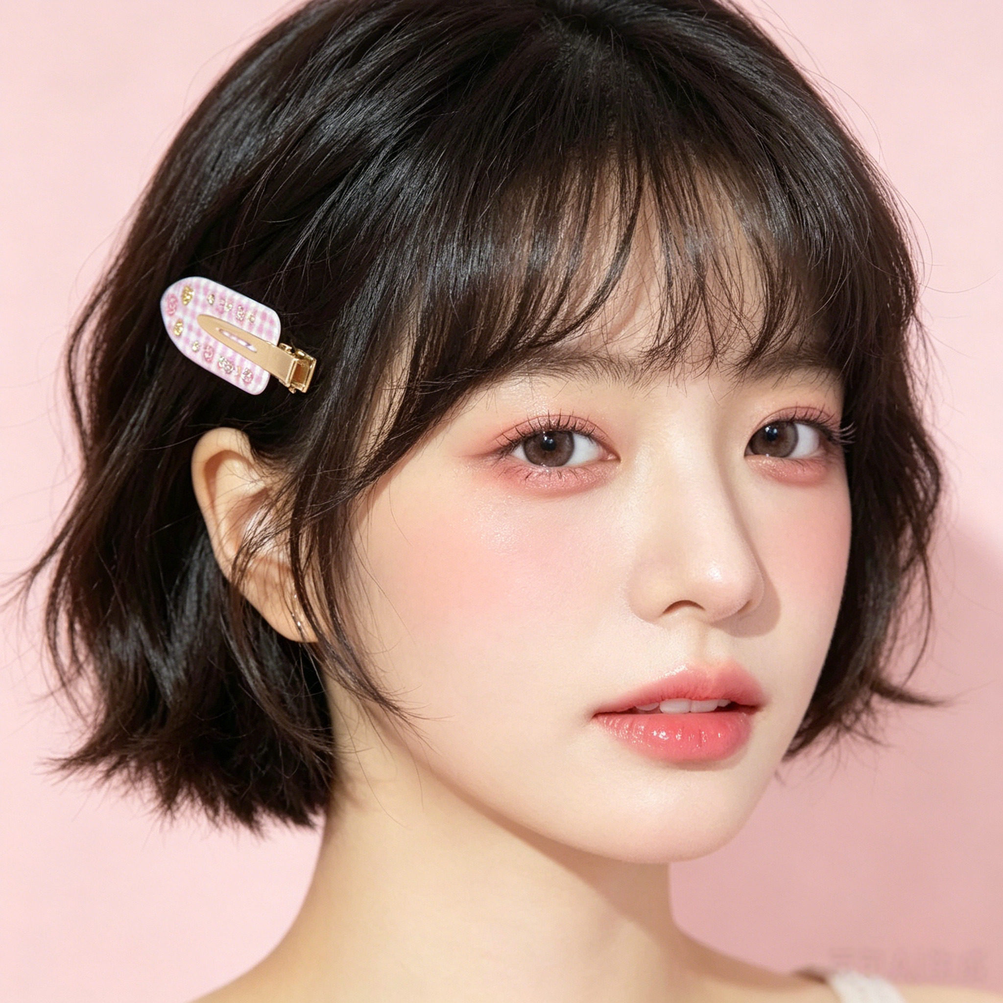 日韩 ins 风奶粉晕彩亚克力 BB 鸭嘴夹 百搭碎发固定发夹女士