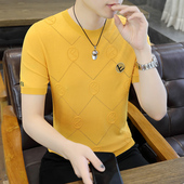 高端刺绣针织圆领体恤衫 t恤夏季 潮牌上衣 冰丝短袖 欧洲站名牌男士