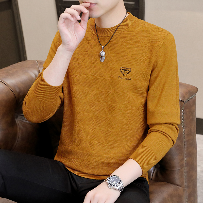潮牌休闲男士圆领毛衣针织打底衫