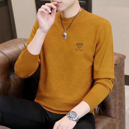 潮牌休闲男士圆领毛衣针织打底衫