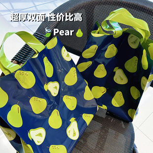 ins网红包装袋服装店手提购物袋卡通鸭梨高档礼品竖版加厚塑料袋