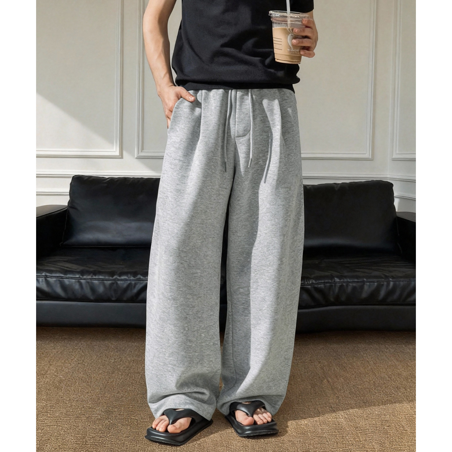 弯刀休闲裤春季新款质感宽松百搭卫裤潮牌运动长裤MK2493-P44控68，男装休闲裤，电商A362