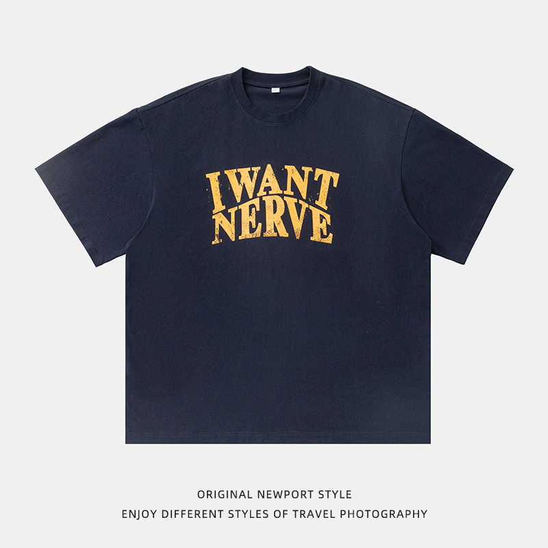 男情侣2025夏季新款做旧撞色印花设计体恤衫MT7178-P30控49,男装T恤,电商A362
