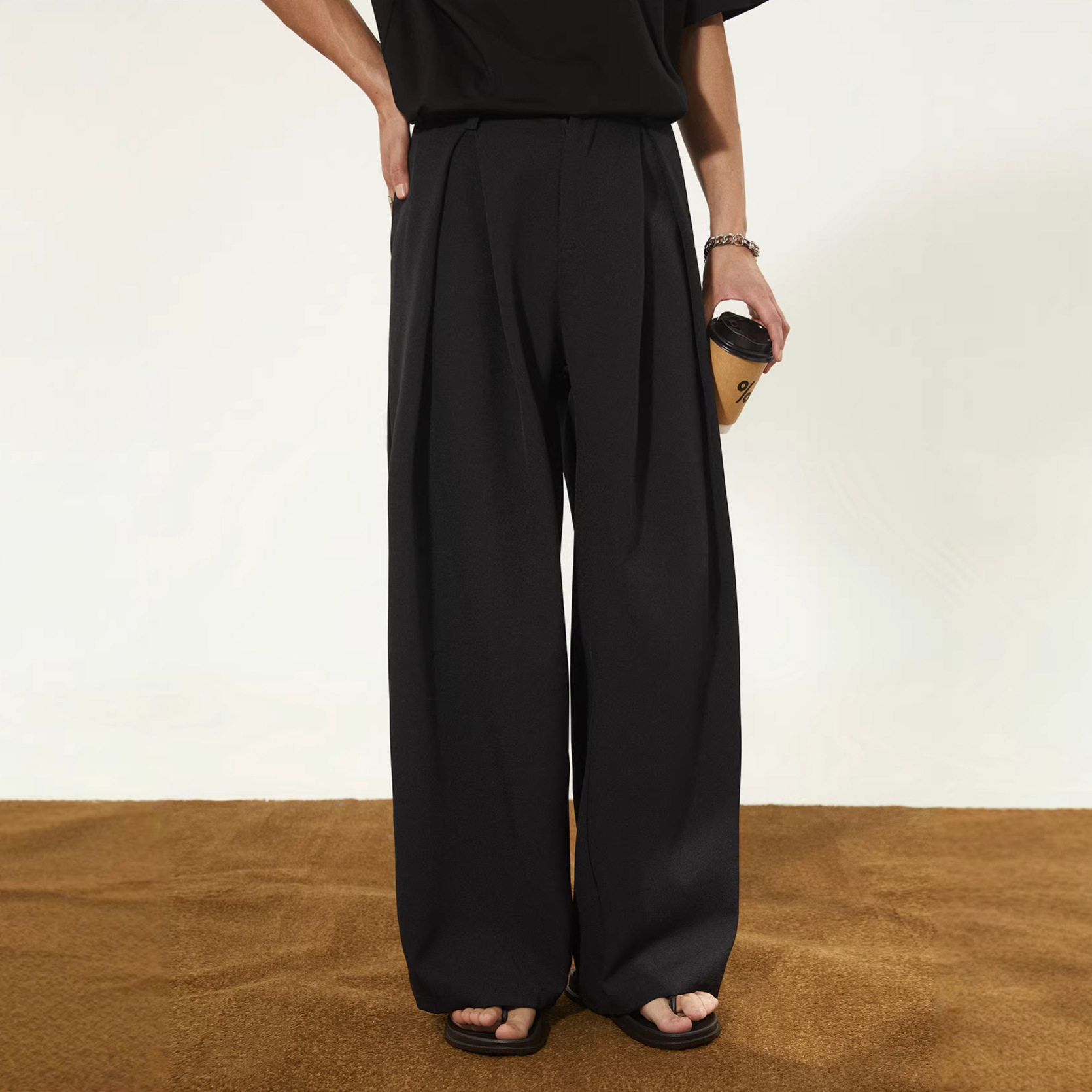 西裤男春季新款垂顺透气廓形宽松直筒休闲长裤子OK2704-P50控88，男装休闲裤，电商A362